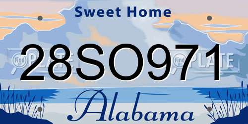 28SO971 Alabama License Plate