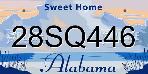 28SQ446 Alabama License Plate