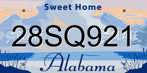 28SQ921 Alabama License Plate