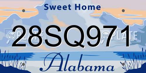 28SQ971 Alabama License Plate