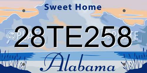28TE258 Alabama License Plate