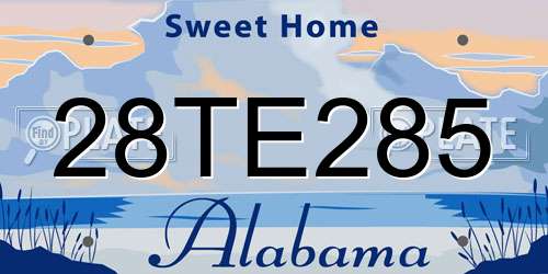 28TE285 Alabama License Plate