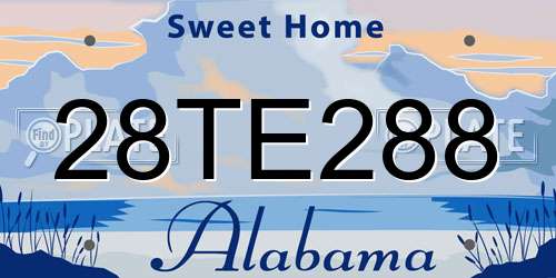 28TE288 Alabama License Plate