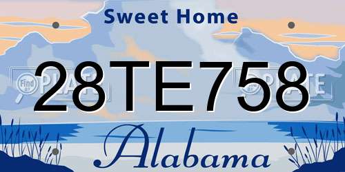28TE758 Alabama License Plate