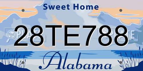 28TE788 Alabama License Plate