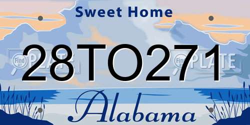 28TO271 Alabama License Plate