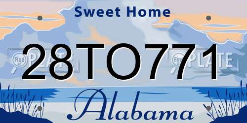 28TO771 Alabama License Plate