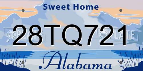 28TQ721 Alabama License Plate