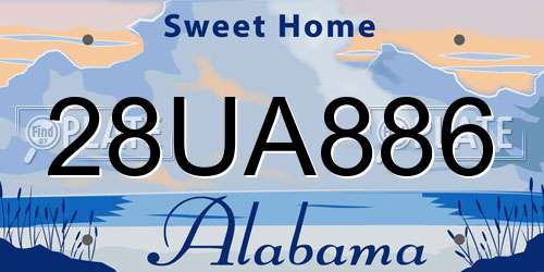 28UA886 Alabama License Plate