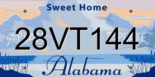 28VT144 Alabama License Plate