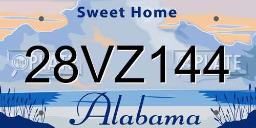28VZ144 Alabama License Plate