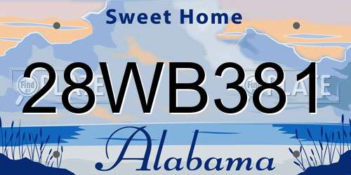 28WB381 Alabama License Plate