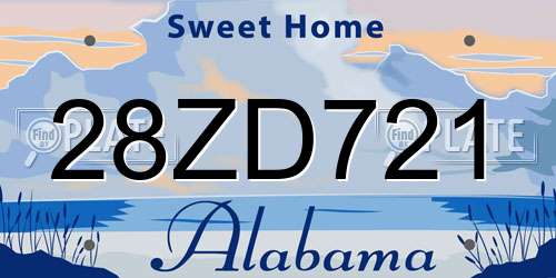 28ZD721 Alabama License Plate