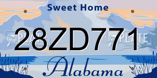28ZD771 Alabama License Plate