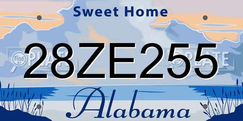 28ZE255 Alabama License Plate