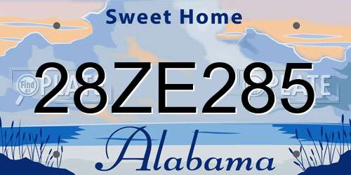28ZE285 Alabama License Plate