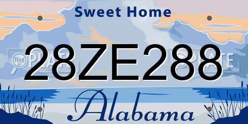 28ZE288 Alabama License Plate