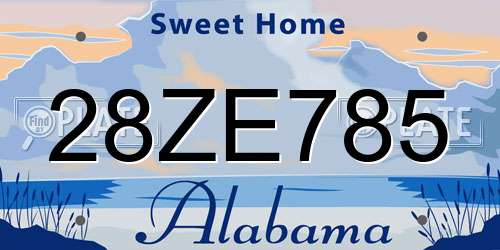 28ZE785 Alabama License Plate