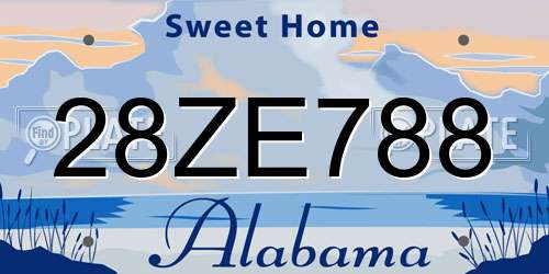 28ZE788 Alabama License Plate