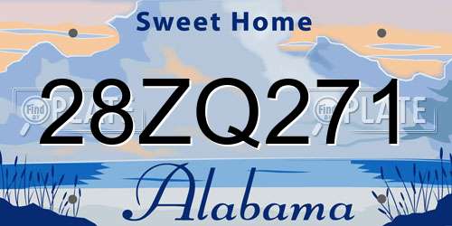 28ZQ271 Alabama License Plate