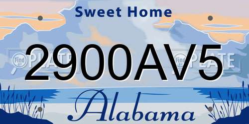 2900AV5 Alabama License Plate