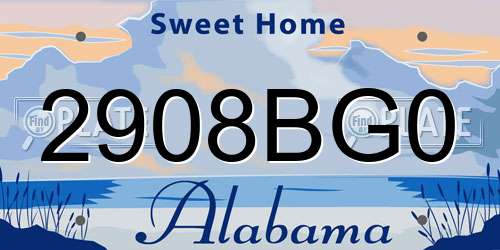2908BG0 Alabama License Plate