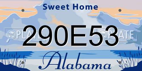 290E53 Alabama License Plate