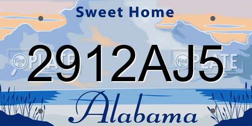 2912AJ5 Alabama License Plate