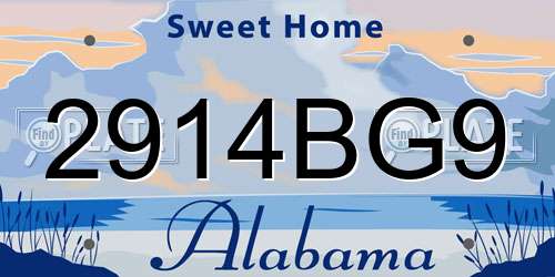 2914BG9 Alabama License Plate