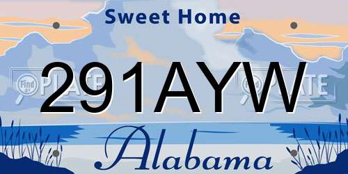 291AYW Alabama License Plate