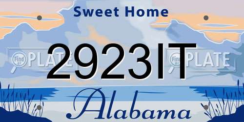 2923IT Alabama License Plate