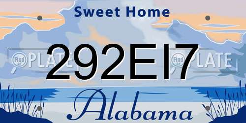 292EI7 Alabama License Plate