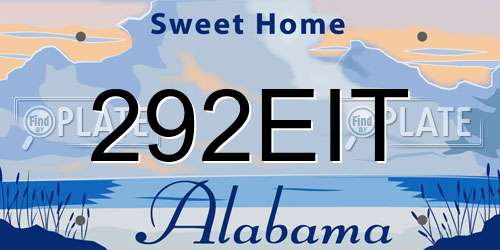 292EIT Alabama License Plate