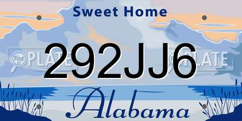 292JJ6 Alabama License Plate