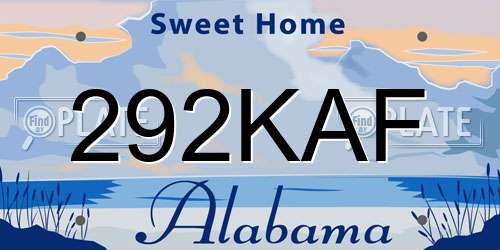 292KAF Alabama License Plate