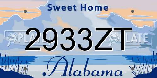 2933ZT Alabama License Plate
