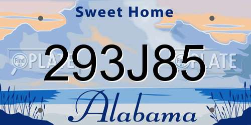 293J85 Alabama License Plate