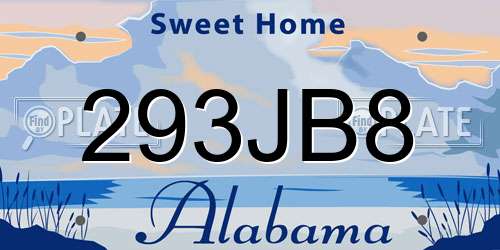 293JB8 Alabama License Plate