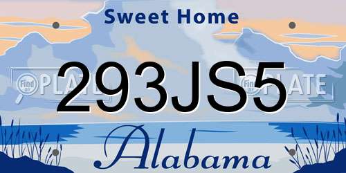 293JS5 Alabama License Plate