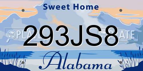 293JS8 Alabama License Plate