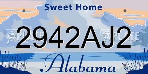 2942AJ2 Alabama License Plate