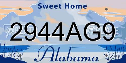 2944AG9 Alabama License Plate