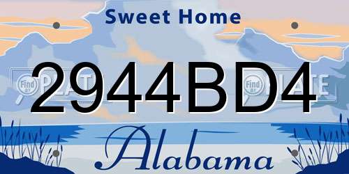 2944BD4 Alabama License Plate