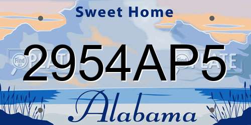 2954AP5 Alabama License Plate