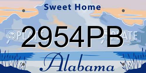 2954PB Alabama License Plate