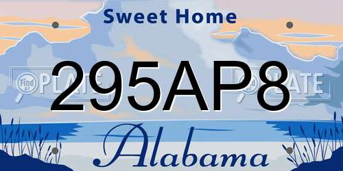 295AP8 Alabama License Plate