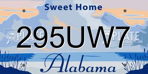 295UW7 Alabama License Plate
