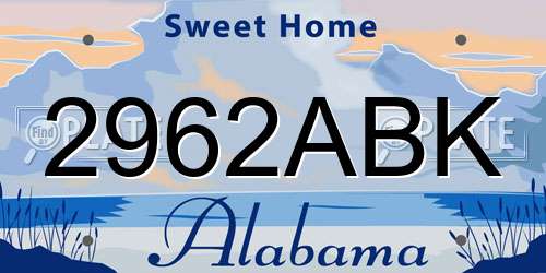 2962ABK Alabama License Plate