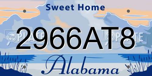 2966AT8 Alabama License Plate