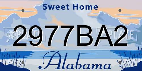 2977BA2 Alabama License Plate